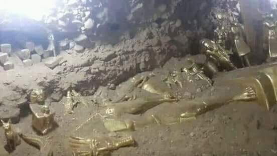 شاهد اول صورة لاكتشاف كنز أثري من الذهب الصافي الذي لا يقدر بثمن في اليمن